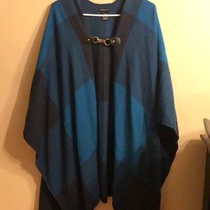 Blue and black poncho